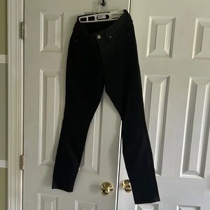Women’s Loft black skinny, curvy mid rise jeans.